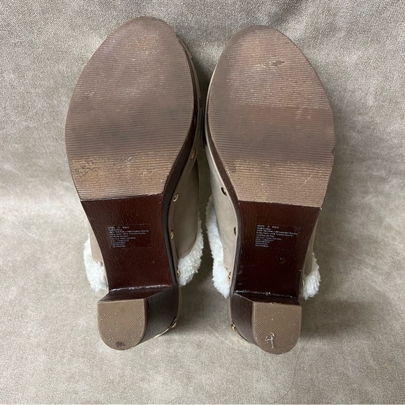 Juicy Couture Anita Fur Lined Wooden Platform Chunky Heel Clogs. Size 8 - Picture 7 of 8